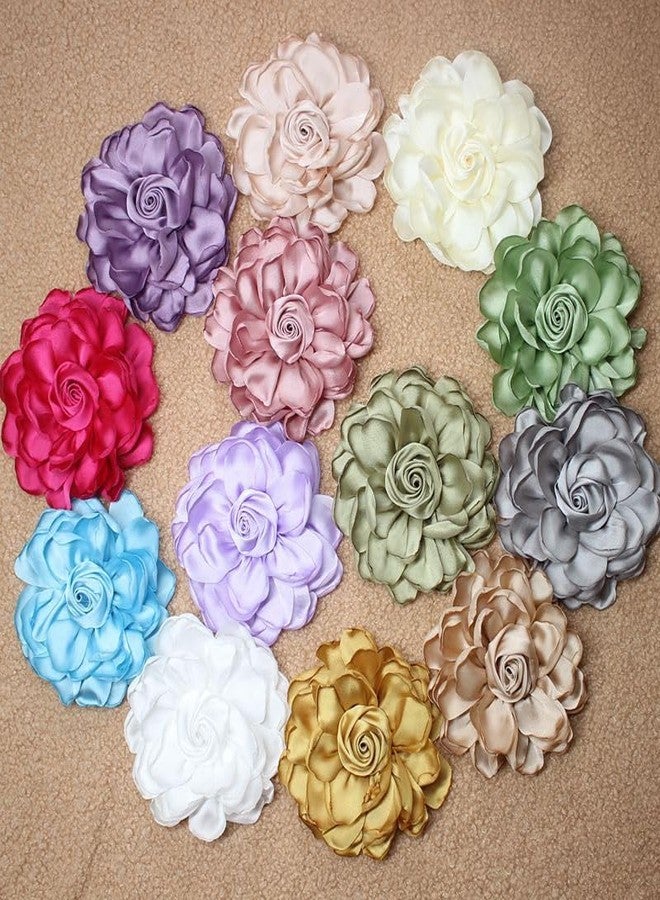 MarveBard Extra Large Satin Fabric Flower Brooch for Women Elegant Rose Camellia Floral Brooch Pin Handmade Big Satin Fabric Flower Statement Brooch Pin Vintage Clothing Hat Bag Accessories Christmas Wedding Bridal Birthday Jewelry (Red) - Image 4
